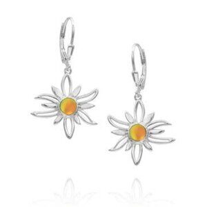 Sun Earrings Sterling Silver Crystal Jewelry Dangle